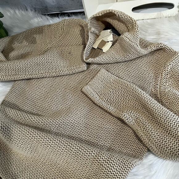 NEW Banana Republic Classic Knit Fisherman Funnel Neck Sweater Wheat XS NWT - Picture 13 of 15